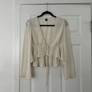 SHEIN Front tie peplum top